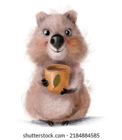 Cute Quokka With Coffee Cup