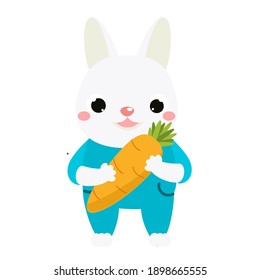 Cute Rabbit Carrot Cartoon Hare Farmer Stock Illustration 1898665555 ...