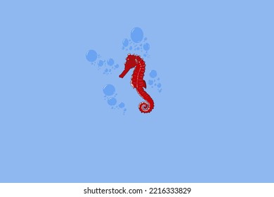 The Cute Red Seahorse Illustration 