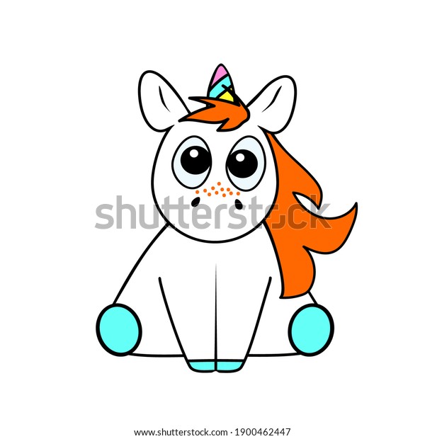 Cute Redhead Baby Unicorn Freckles Stock Illustration 1900462447
