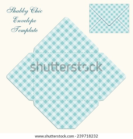 cute retro envelope template plaid ornament stock illustration