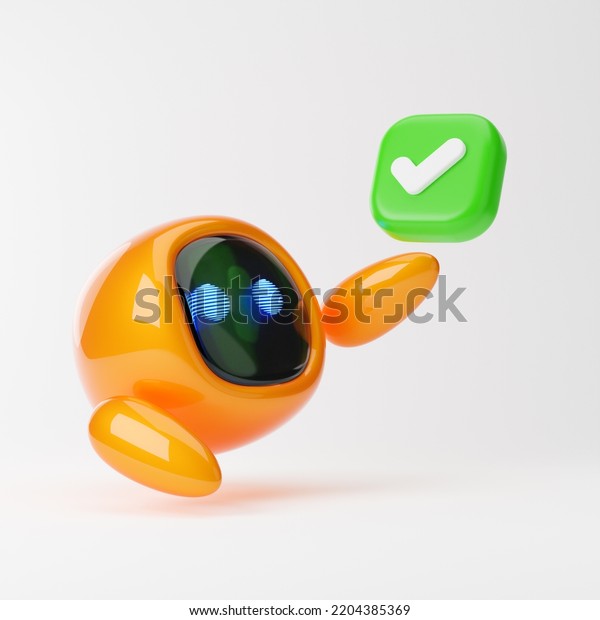 Cute Robot Check Mark Icon Isolated Stock Illustration 2204385369 ...