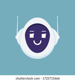 Cute Robot Head Avatar Emotion, Emoji Android Concept.  Illustration Flat Design Style.