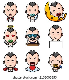 The Cute Rock Baby Of The Mascot Bundle Set Of Illustration