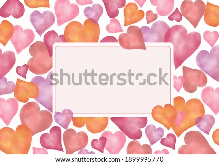 Cute and romantic Square frame made of watercolor hearts, with space for your text . Illustration for Valentine's day, birthday or wedding.