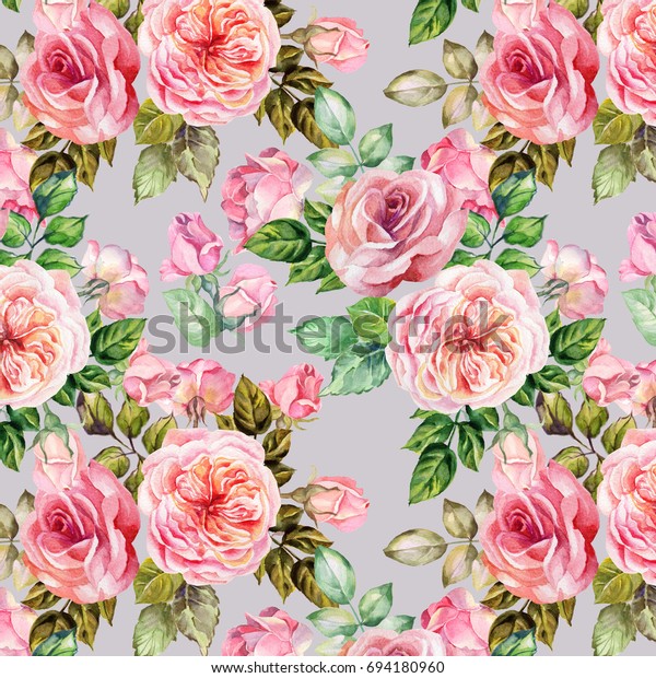 Cute Roses Patternwatercolor Stock Illustration 694180960 | Shutterstock