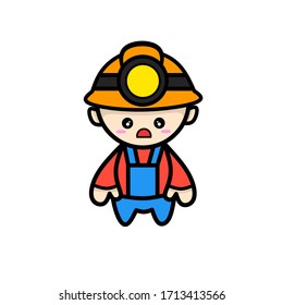 A Cute Sad Miner Cartoon