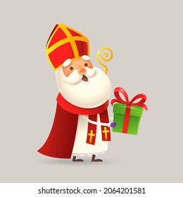 Cute Saint Nicholas or Sinterklaas bring presents to children - vector illustration	
 - Powered by Shutterstock