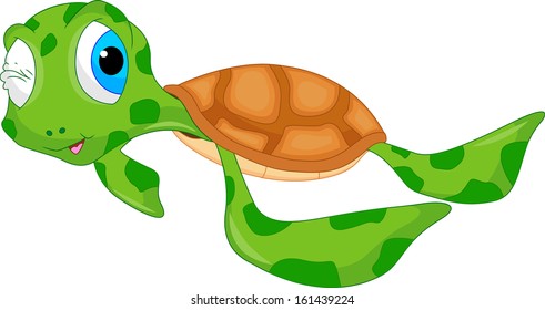 Cute Sea Turtle Cartoon Stock Illustration 161439224 | Shutterstock