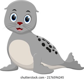 Cute Seal Cartoon Isolated On White Stock Illustration 2176596245 