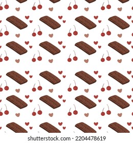 Cute Seamless Chocolate Cake Pattern Design Illustration For Fabric Printable