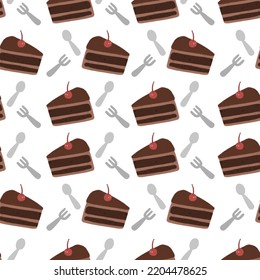 Cute Seamless Chocolate Cake Pattern Design Illustration For Fabric Printable