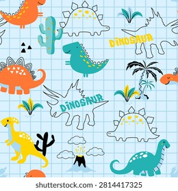 Cute seamless dinosaur pattern