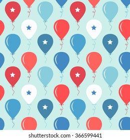 Cute seamless patriotic pattern in traditional colors for Presidents Day, Independence Day, Veterans Day, Memorial Day