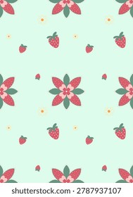 Cute seamless pattern collection featuring sweet strawberries, fresh lemons, juicy peaches, cupcakes, and elegant floral ornaments. Hand drawn fruit and dessert backgrounds in pastel colors, perfect for textile, fabric, wallpaper, and wrapping paper design
