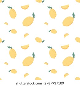 Cute seamless pattern collection featuring sweet strawberries, fresh lemons, juicy peaches, cupcakes, and elegant floral ornaments. Hand drawn fruit and dessert backgrounds in pastel colors, perfect for textile, fabric, wallpaper, and wrapping paper design
