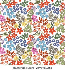 Cute seamless pattern in small flower.Small colorful flowers.