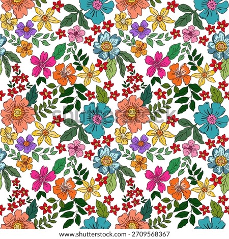 Cute seamless pattern in small flower.Small colorful flowers.