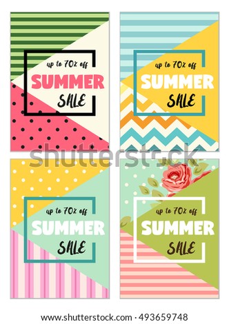 cute set summer spring sale flyerのイラスト素材 493659748 shutterstock