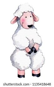 Cute Sheep Watercolor Illustration Kids Nursery Stock Illustration ...