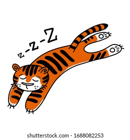 Cute Sleeping Tiger Children Illustration 