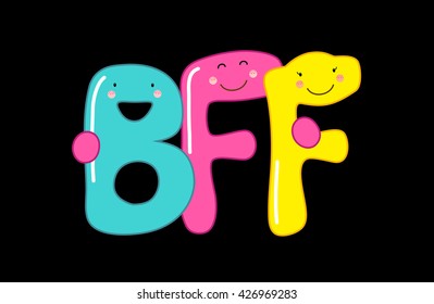 Cute smiling cartoon characters of letters BFF (Best Friends Forever), can be used as banner or greeting card for World Friendship Day, National Best Friends Day etc - Powered by Shutterstock