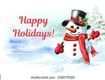 Watercolor Snowman Images, Stock Photos & Vectors 