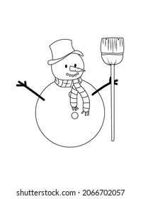 Cute Snowman and broomstick