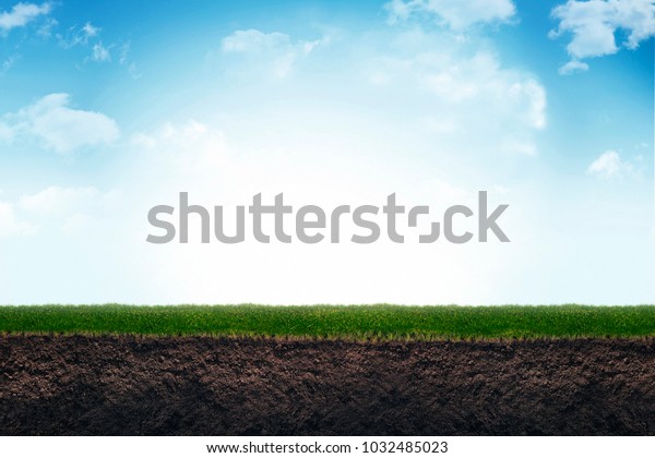 草原のかわいい土と草 3dイラスト のイラスト素材 1032485023