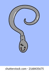 Cute Sperm Cartoon On Blue Background