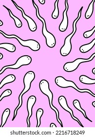 Cute Sperm Cartoon On Pink Background