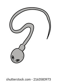 Cute Sperm Cartoon On White Background