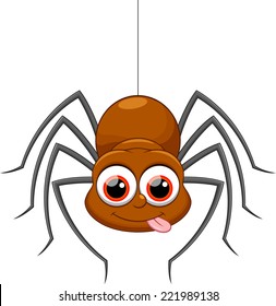 Flat Cartoon Illustration Cute Spider Stock Illustration 1412563823