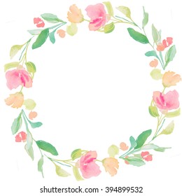 Cute Spring Watercolor Flower Wreath Background Stock Illustration ...