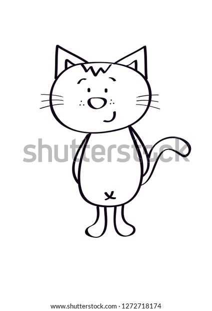 Cute Standing Cat Colouring Page Stock Illustration 1272718174 ...