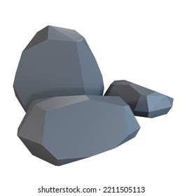 Cute Stone 3d Render Icon Illustration.