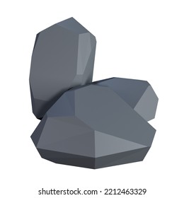 Cute Stone 3d Render Icon Illustration.