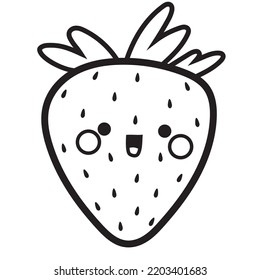 Cute Strawberry Clip Art Kawaii Fruit Stock Illustration 2203401683 ...