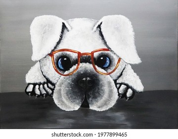cute studious puppy wearing glasses 
