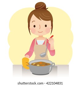 Similar Images, Stock Photos & Vectors of Mother cooking. Vector ...