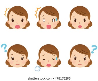 Cute Style Young Mom Face Set