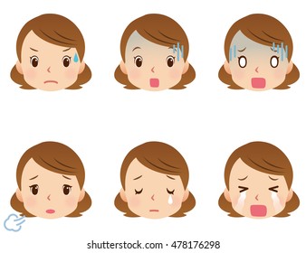 Cute Style Young Mom Face Set