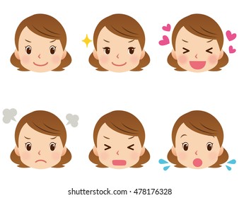 Cute Style Young Mom Face Set