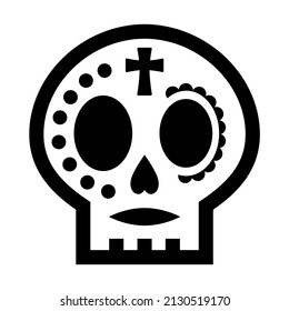 Cute Sugar Skull Icon For The Day Of The Dead Decorations