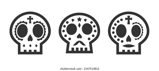 Cute Sugar Skull Icon For The Day Of The Dead Decorations