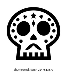 Cute Sugar Skull Icon For The Day Of The Dead Decorations