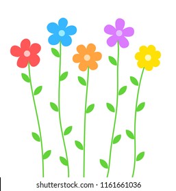 Cute Summer Flowers Cartoon Style On Stock Illustration 1161661036 ...