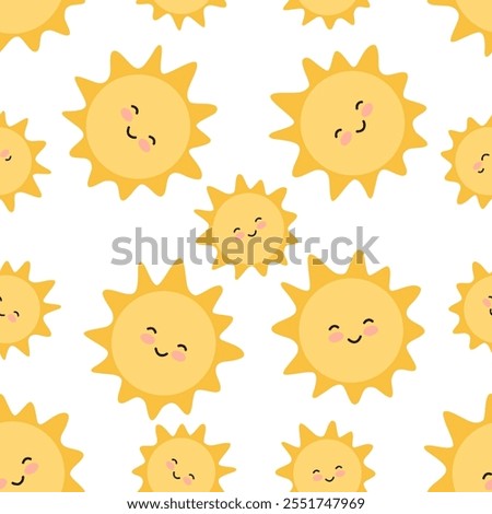 cute sunshine seamless pattern with white background 