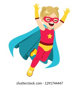 Cute Super Hero Little Girl Flying Stock Illustration 1291744447 ...