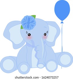 Cute Sweet Adorable Blue Baby Elephant Stock Illustration 1624073257 ...